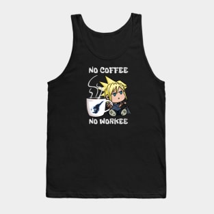 Chibi Cloud Coffee Kawaii Final Fantasy 7 Cloud Strife Tank Top